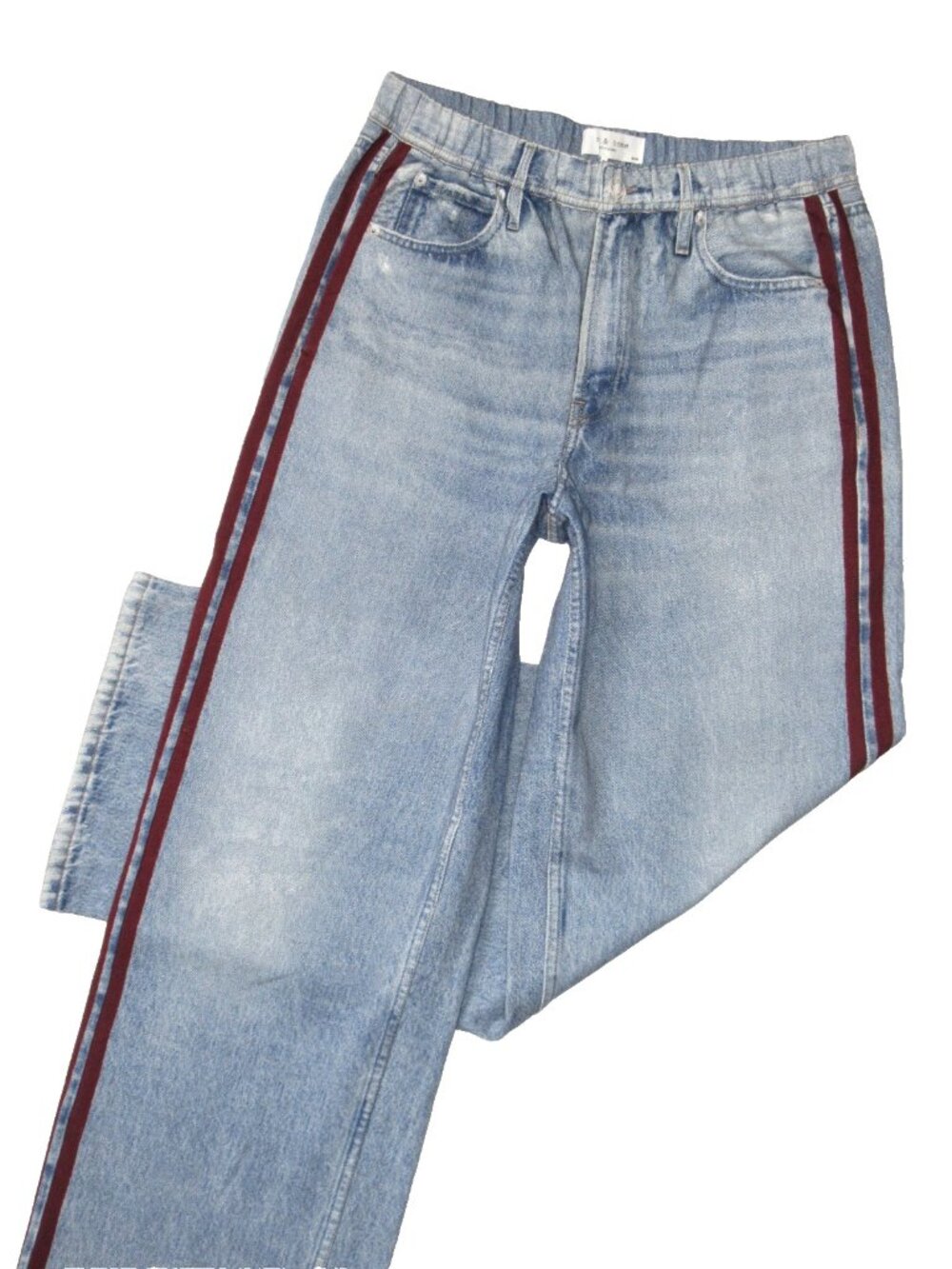 NWT rag & bone Miramar Terry in Rosen Wide Leg Photo Print Faux Jean Pants M - Picture 7 of 10